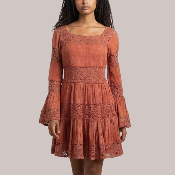 Free People Sunrise Tie Dye Crochet Lace Dress - Picture 1 of 9